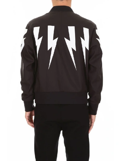 Shop Neil Barrett Thunderbolt Bomber Jacket In Black White (black)