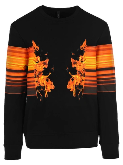 Shop Neil Barrett Flame Print Sweatshirt In Black + Orange
