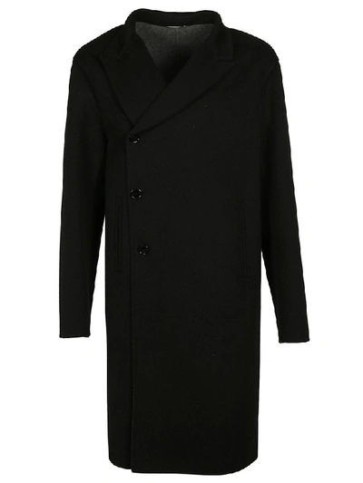 Shop Dior Buttoned Coat In Black