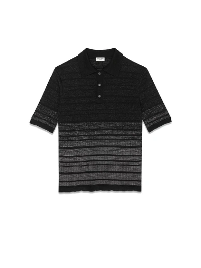 Shop Saint Laurent Polo In Noir Argent