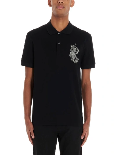 Shop Alexander Mcqueen Logo Edera Polo In Black