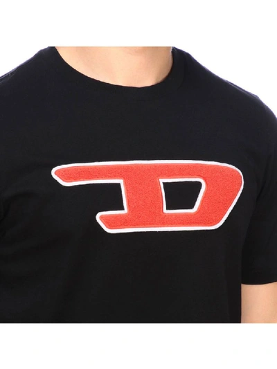 Shop Diesel Short-sleeved T-shirt With Maxi Sponge Logo In Black