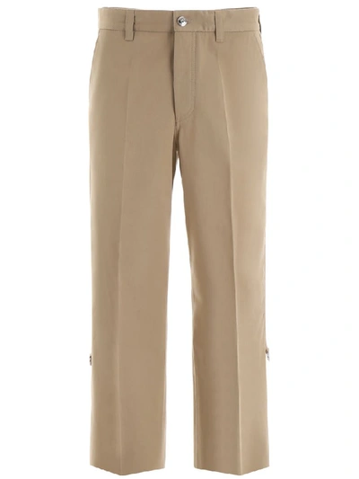 Shop Burberry Cotton Trousers In Honey (beige)
