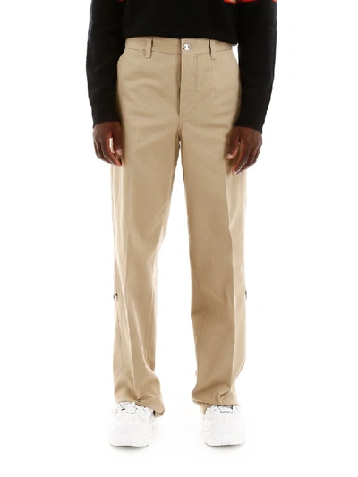 Shop Burberry Cotton Trousers In Honey (beige)
