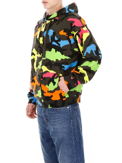 Shop Valentino Camouflage Hoodie In Camou Multicolor (yellow)