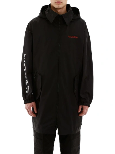 Shop Valentino Moon Dust Parka In Nero Moon Dust Rosso Bianco (black)