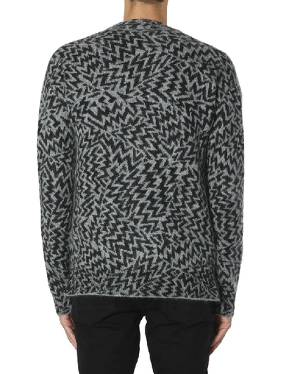 Shop Saint Laurent Jacquard Comics Cardigan In Grigio