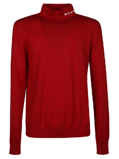 Shop Msgm Turtleneck Sweater In Red