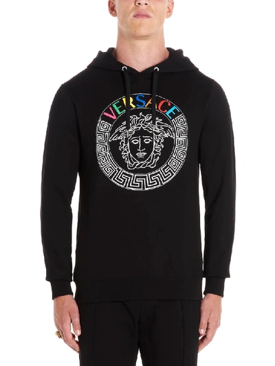 Shop Versace Medusa Hoodie In Black