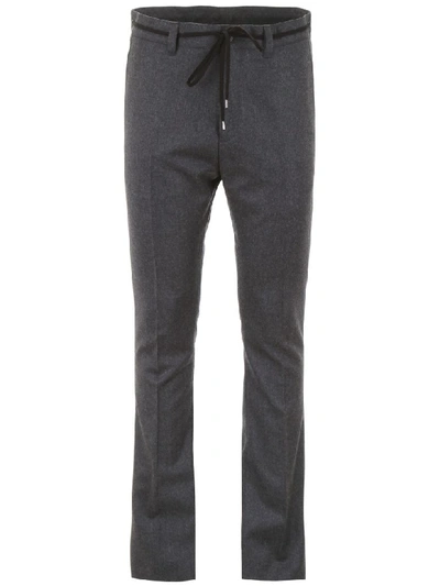 Shop Lanvin Drawstring Trousers In Dark Grey (grey)