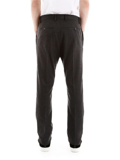 Shop Lanvin Drawstring Trousers In Dark Grey (grey)