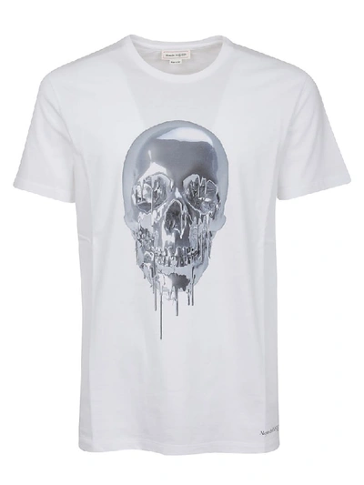 Shop Alexander Mcqueen Metallic Skull T-sht In White Mix