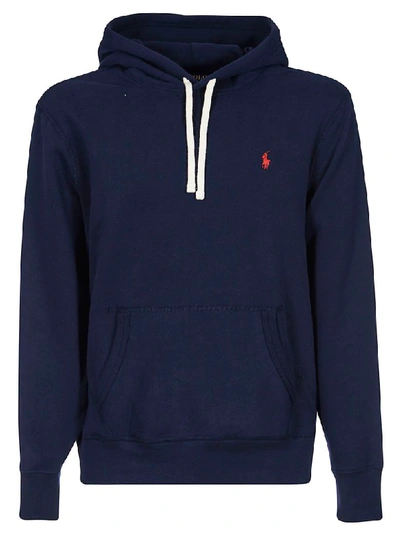 Shop Ralph Lauren Embroidered Hoodie In Blu