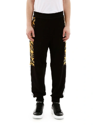 Shop Versace Joggers With Barocco Print In F Do Nero Stampa Oro (black)