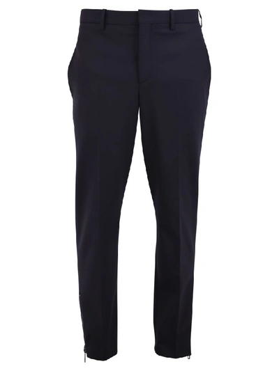 Shop Neil Barrett Zipped Hem Trousers In Blue