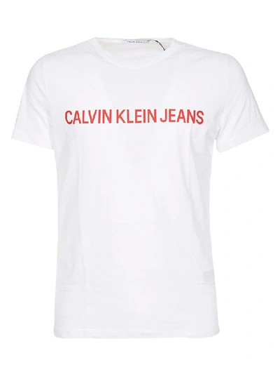 Calvin Klein Printed Logo T-shirt In White/red | ModeSens