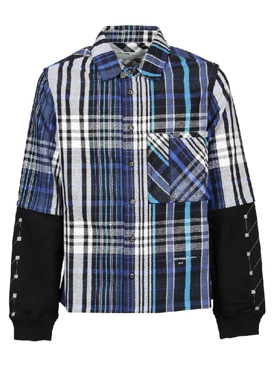 Shop Off-white Camicia Jersey Sleeve In Blue Black