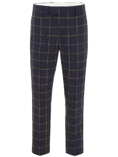 Shop Calvin Klein Check Trousers With Side Band In Blu (blue)