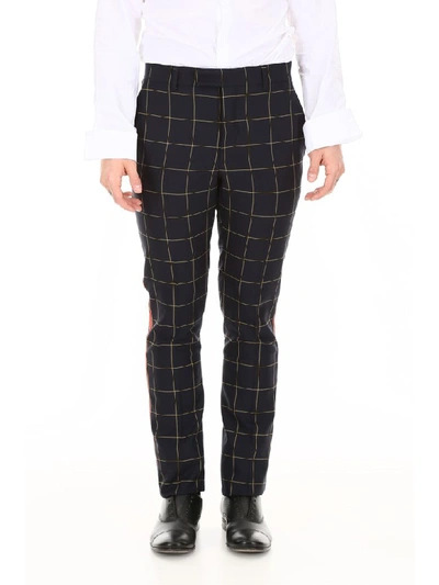 Shop Calvin Klein Check Trousers With Side Band In Blu (blue)