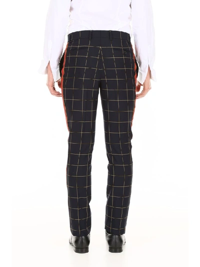 Shop Calvin Klein Check Trousers With Side Band In Blu (blue)