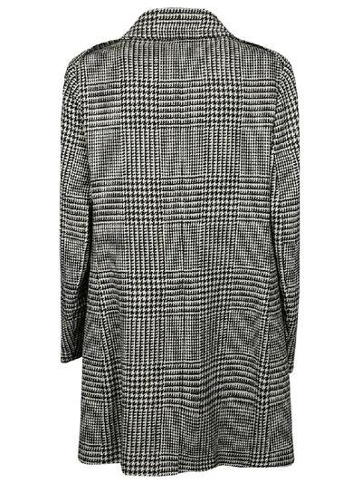 Shop Givenchy Houndstooth Double Breasted Coat In Black/white