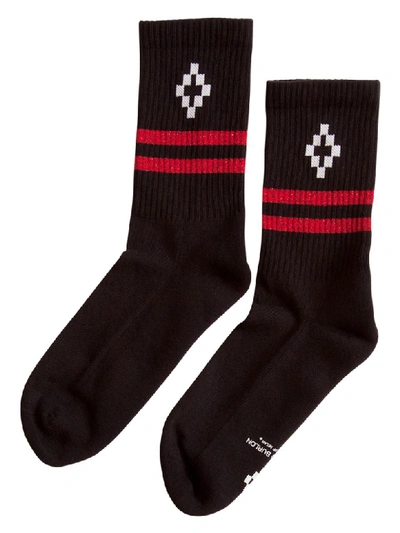 Shop Marcelo Burlon County Of Milan County Of Milan Logo Knit Socks In Nero