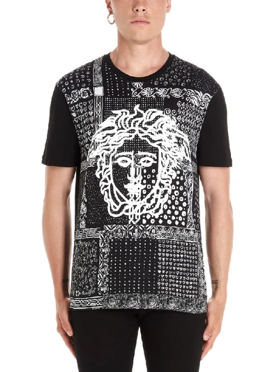 Shop Versace Medusa Bandana T-shirt In Black & White