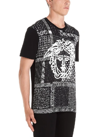 Shop Versace Medusa Bandana T-shirt In Black & White