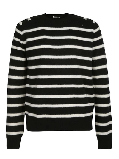 Shop Saint Laurent Stripe Knit Jumper In Black/white