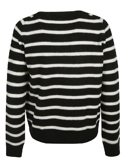Shop Saint Laurent Stripe Knit Jumper In Black/white