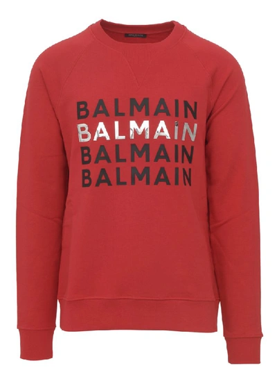 Shop Balmain Paris Sweatshirt In Red