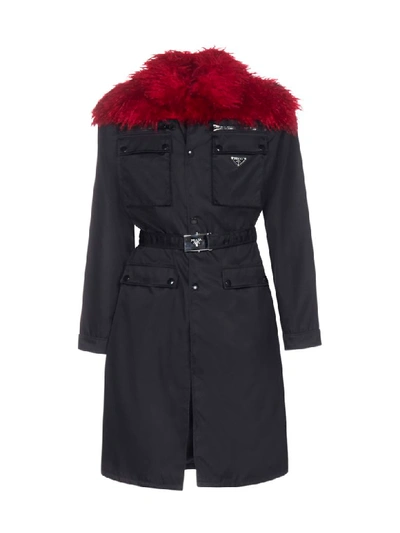 Shop Prada Raincoat In Nero Cerise