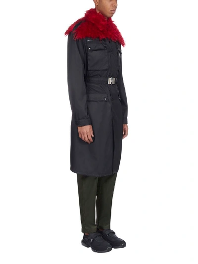 Shop Prada Raincoat In Nero Cerise