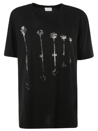 Shop Saint Laurent Printed T-shirt In Black/silver