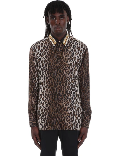 Shop Versace Shirt In Animalier Silk