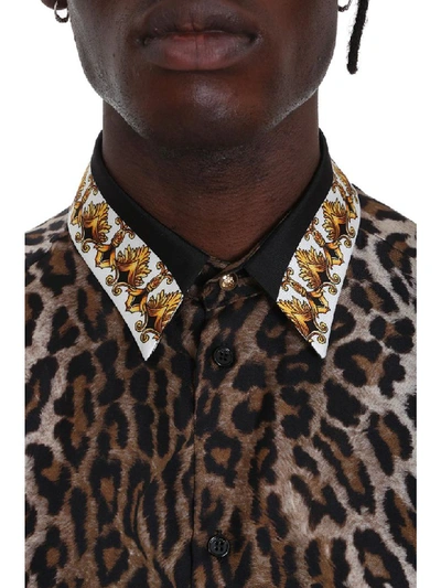 Shop Versace Shirt In Animalier Silk