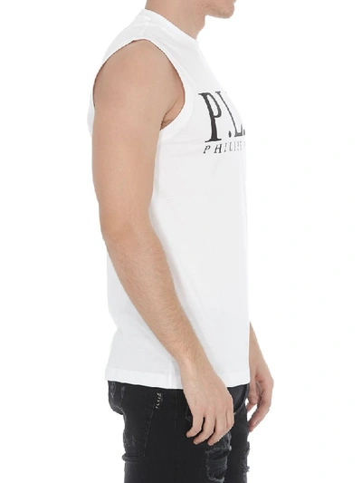 Shop Philipp Plein Tank Top With Logo In White