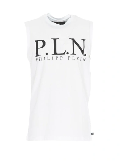 Shop Philipp Plein Tank Top With Logo In White
