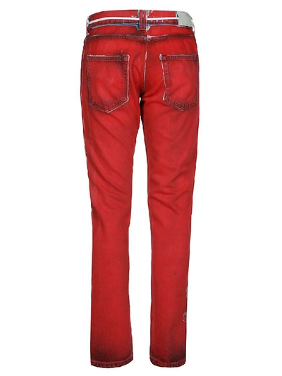 Shop Off-white Denim Jeans In Red