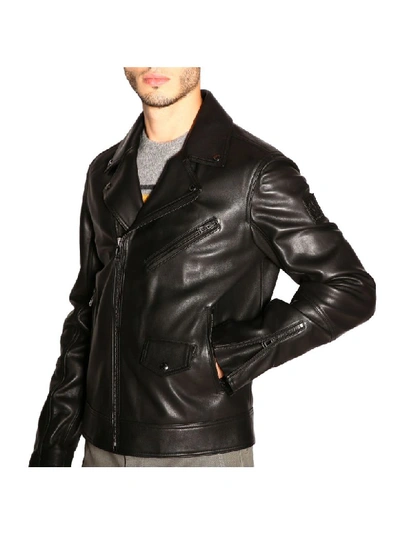 Belstaff Fenway Full Zip Jacket In Real Smooth Leather In Black | ModeSens