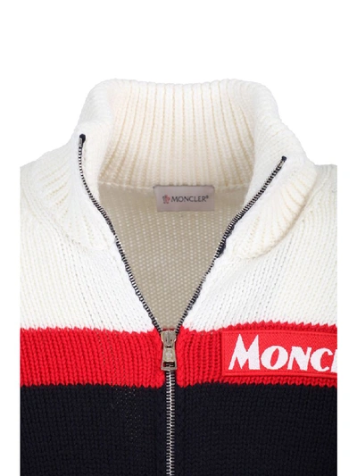 Shop Moncler Knitted Cardigan In Blu