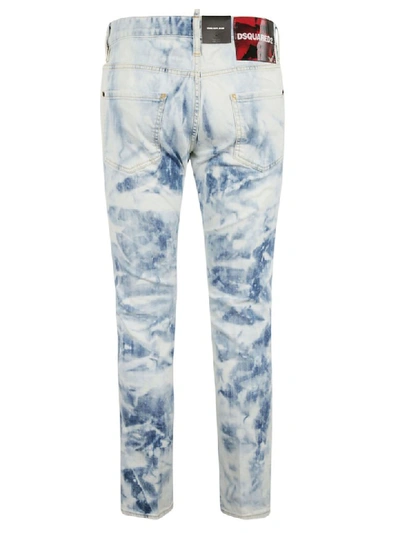 Shop Dsquared2 Bleach Wash Skinny Jeans In White/blue