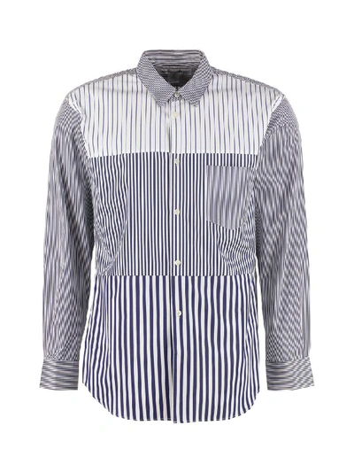 Shop Comme Des Garçons Shirt Striped Cotton Shirt In Blue