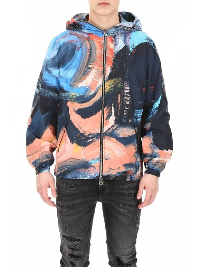 Shop Alexander Mcqueen Printed Jacket In Mix Colour (blue)