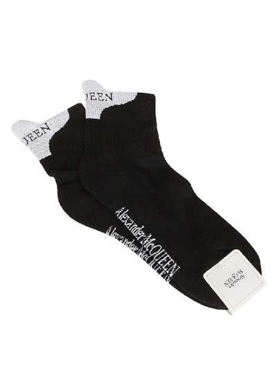 Shop Alexander Mcqueen Socks Long Branding In Black Ivory