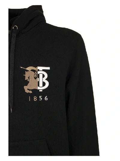 Shop Burberry Contrast Logo Graphic Cotton Hooded Top In Black