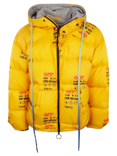 Shop Off-white Y2013 Logo All-over Print Padded Jacket In Yellow