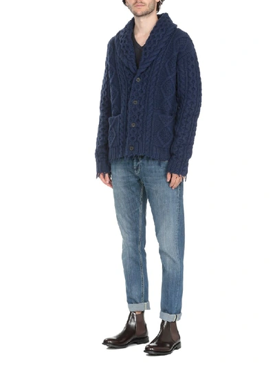 Shop Alanui Fisherman Icon Cardigan In Beluga Blue No C