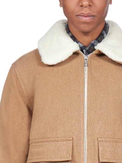 Shop Apc Jacket In Beige Chine