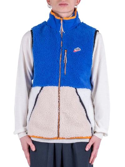 Shop Nike Fleece Sherpa Gilet - Blue/cream In Panna/viola